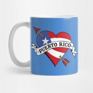 I Love Puerto Rico Flag Heart Tattoo Flash Mug